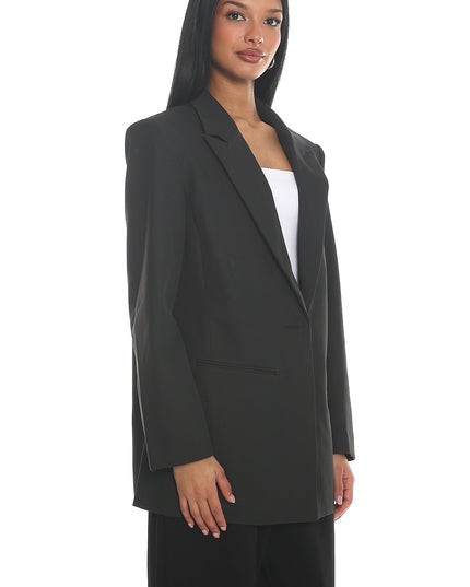 Black Notch Lapel Oversized Blazer