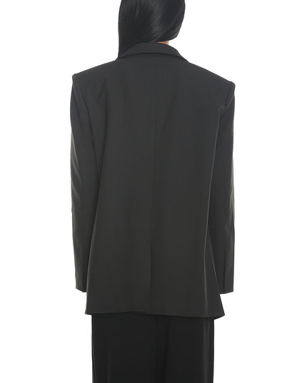 Black Notch Lapel Oversized Blazer