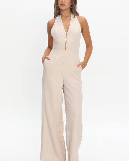 Beige Enlighten Halterneck Jumpsuit