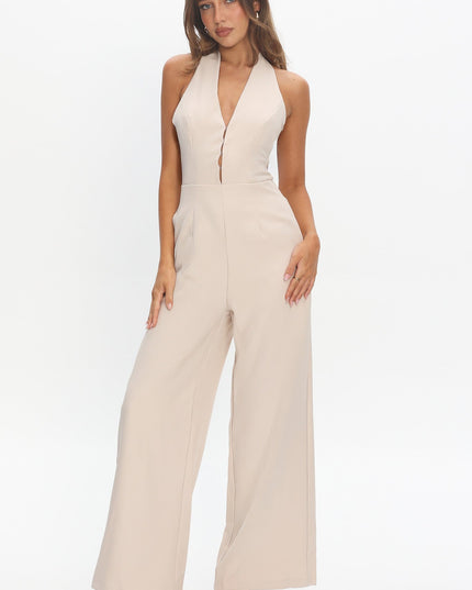 Beige Enlighten Halterneck Jumpsuit