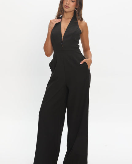 Black Enlighten Halterneck Jumpsuit