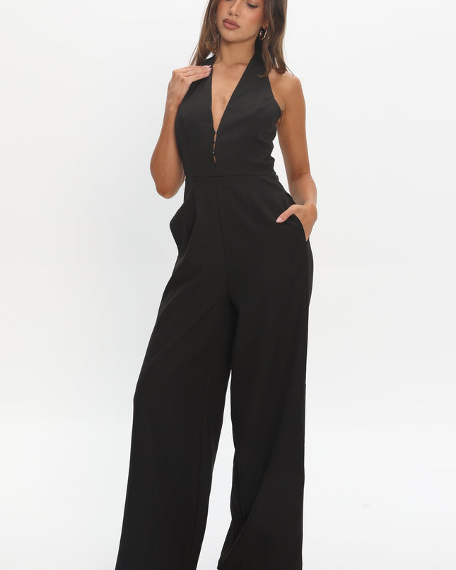 Black Enlighten Halterneck Jumpsuit