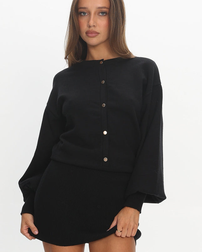 Black Knit Mini Dress