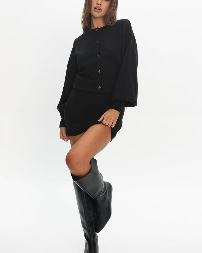 Black Knit Mini Dress