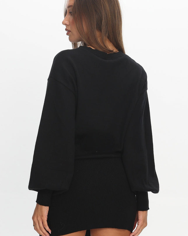 Black Knit Mini Dress