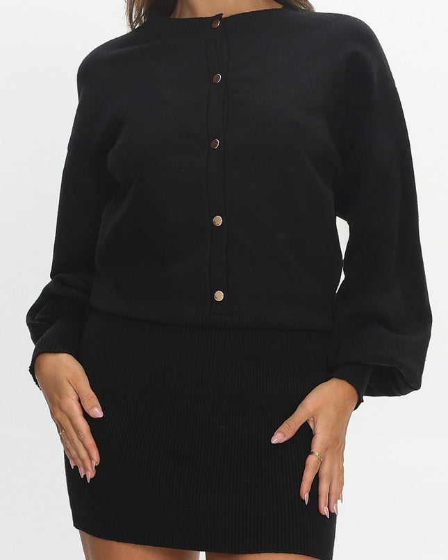 Black Knit Mini Dress