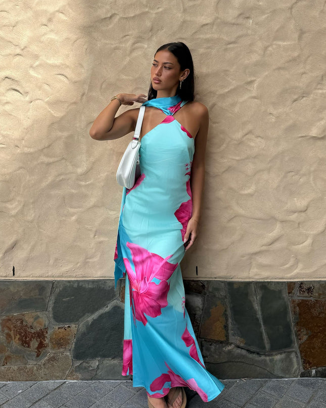 Hot Pink Scarf Maxi Dress Lily