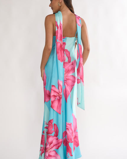 Hot Pink Scarf Maxi Dress Lily