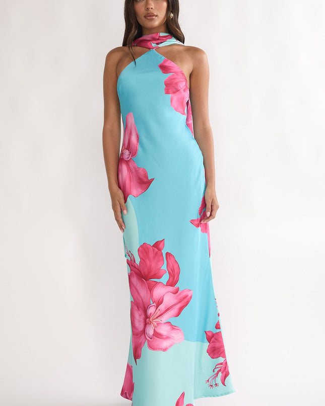 Hot Pink Scarf Maxi Dress Lily
