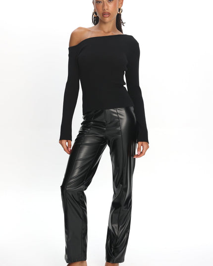 Black Faux Leather Pants