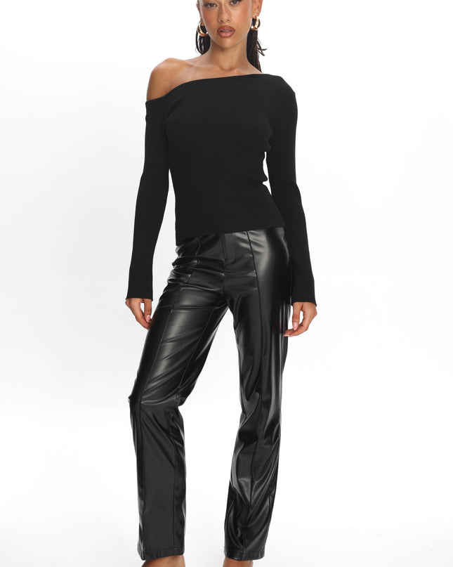 Black Faux Leather Pants