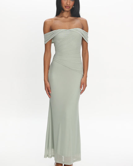 Sage Off-Shoulder Maxi Dress
