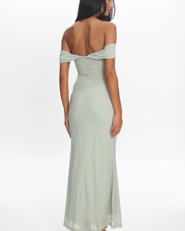 Sage Off-Shoulder Maxi Dress