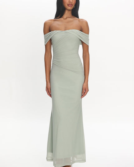 Sage Off-Shoulder Maxi Dress