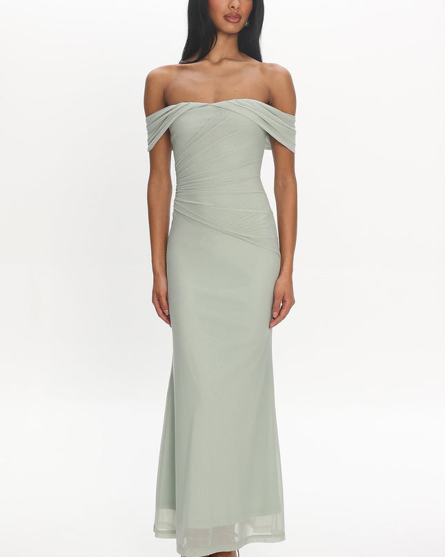 Sage Off-Shoulder Maxi Dress