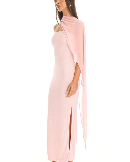 Pink Draped Scarf Maxi Dress