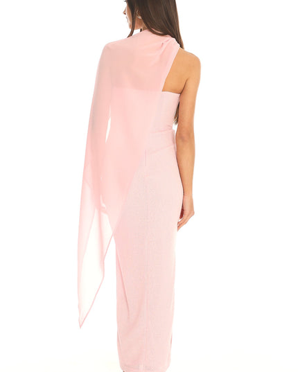 Pink Draped Scarf Maxi Dress