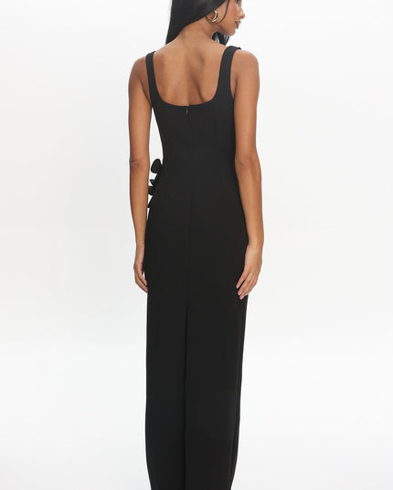 Black 3D Floral Maxi Dress