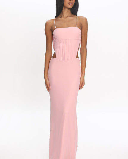 Blush Cutout Cowl Back Maxi Dress