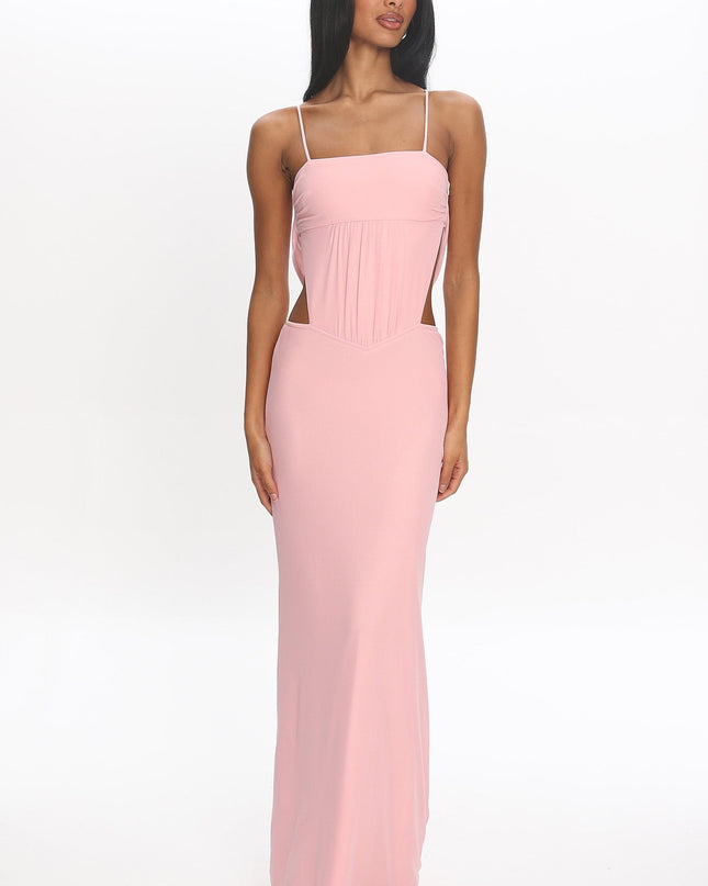 Blush Cutout Cowl Back Maxi Dress