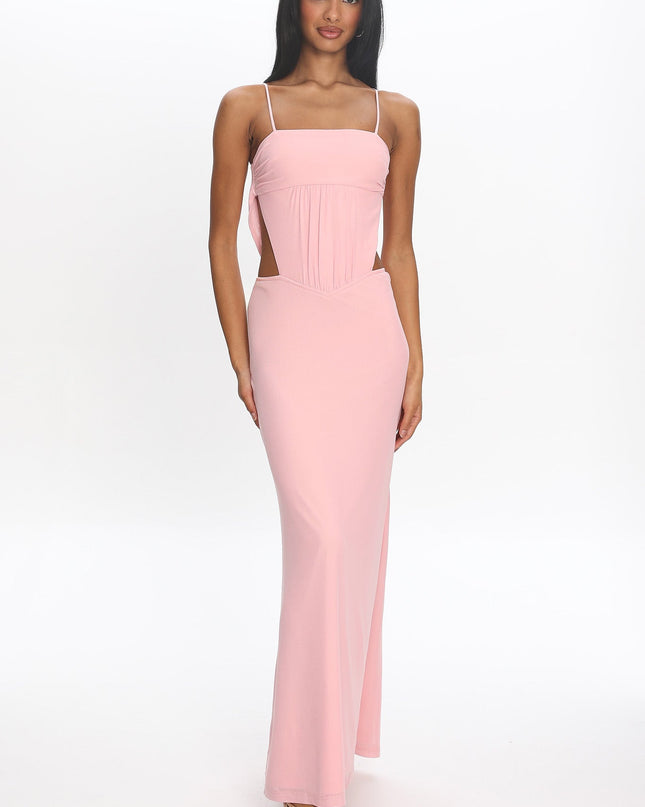 Blush Cutout Cowl Back Maxi Dress