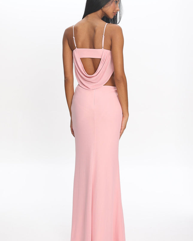 Blush Cutout Cowl Back Maxi Dress