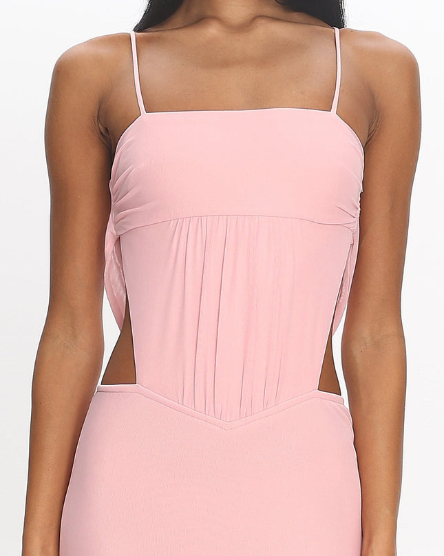 Blush Cutout Cowl Back Maxi Dress