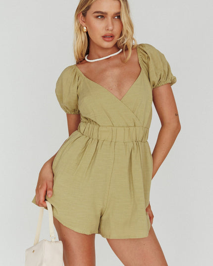 Elasticated Waist Romper Avocado