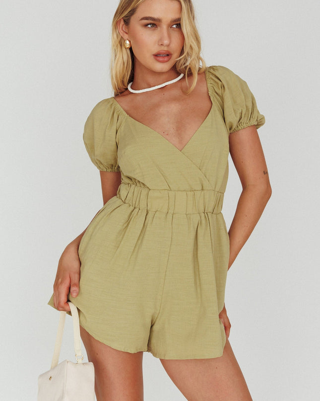 Elasticated Waist Romper Avocado