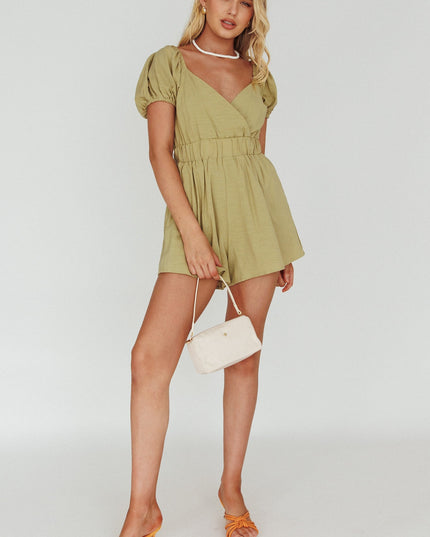 Elasticated Waist Romper Avocado