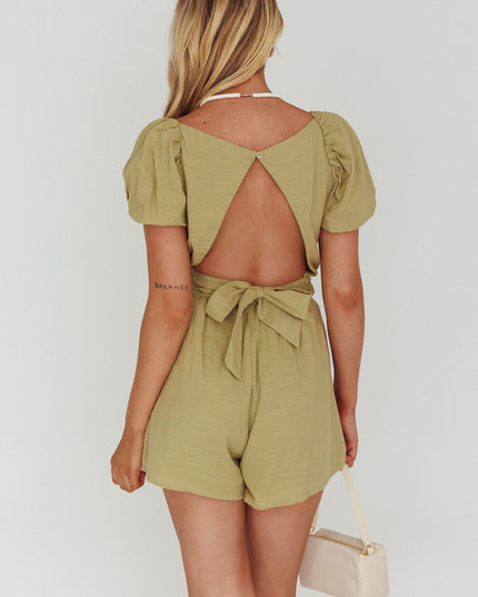 Elasticated Waist Romper Avocado