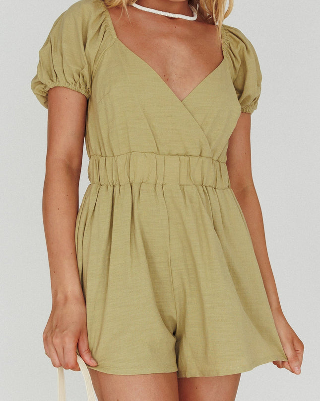 Elasticated Waist Romper Avocado