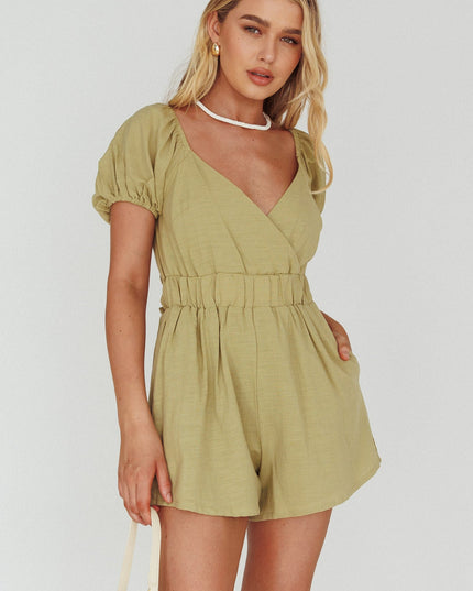 Elasticated Waist Romper Avocado