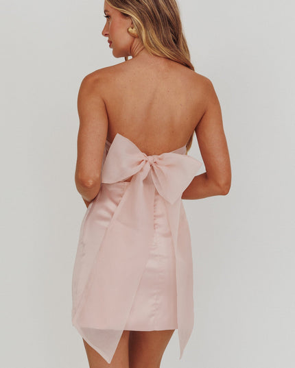 Blush Forever Back Bow Mini Dress