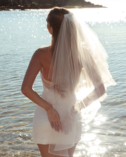 White Forever Back Bow Mini Dress