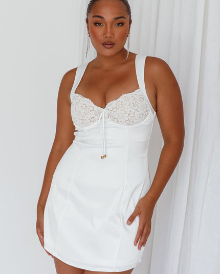 White Lace Bust Mini Dress