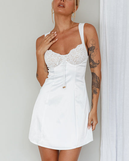 White Lace Bust Mini Dress