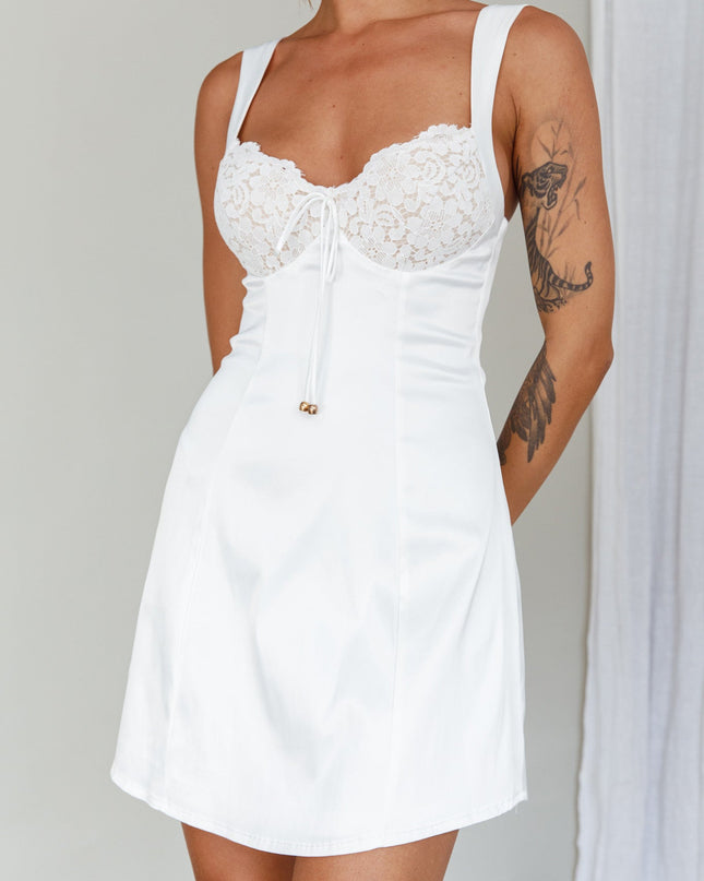 White Lace Bust Mini Dress