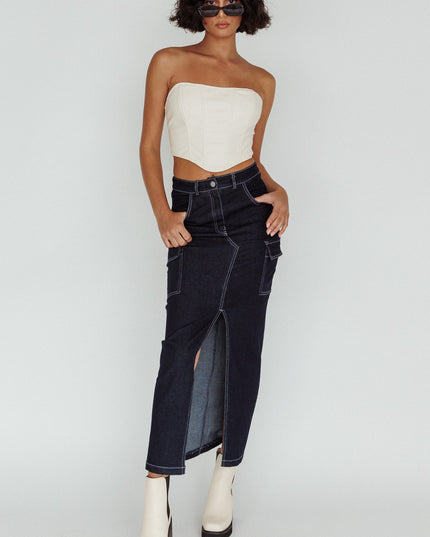 Indigo Pocket Midi Skirt