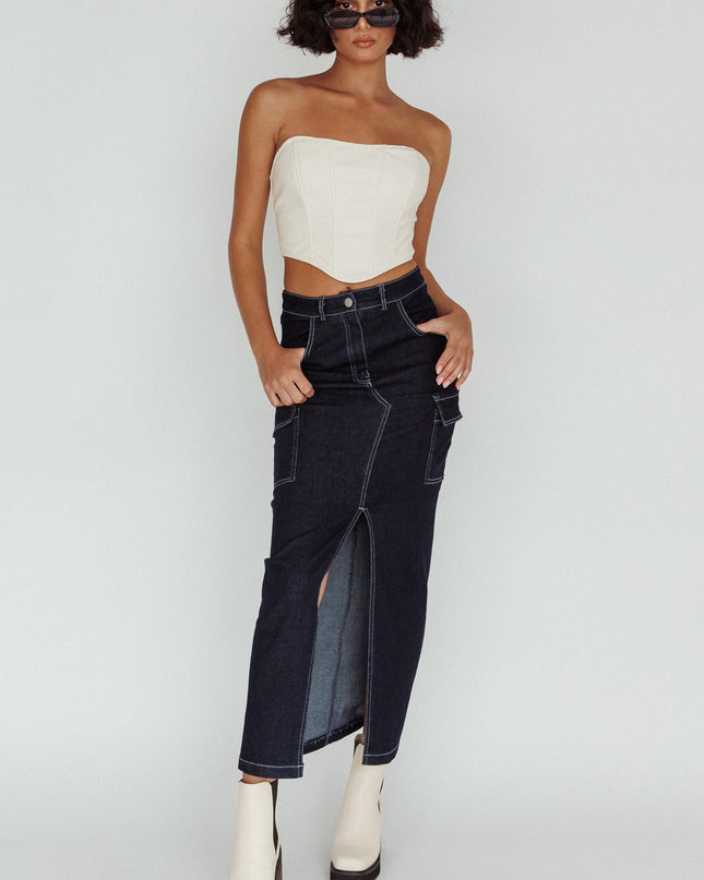 Indigo Pocket Midi Skirt