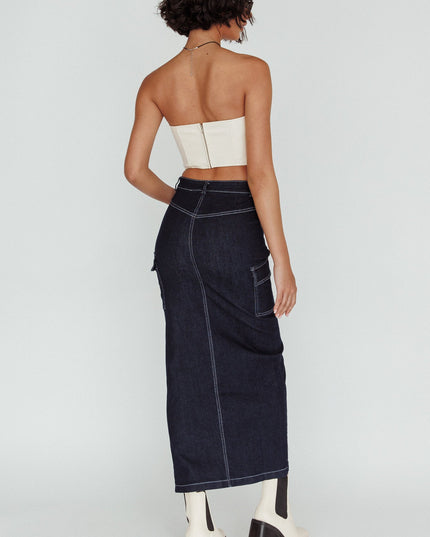 Indigo Pocket Midi Skirt