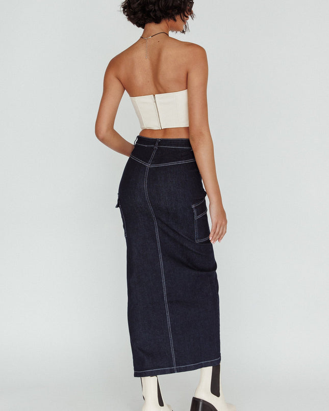 Indigo Pocket Midi Skirt