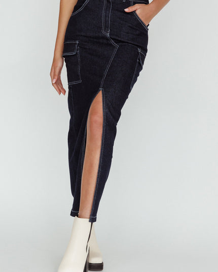 Indigo Pocket Midi Skirt