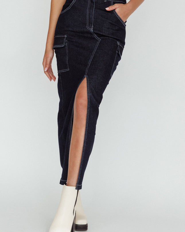 Indigo Pocket Midi Skirt