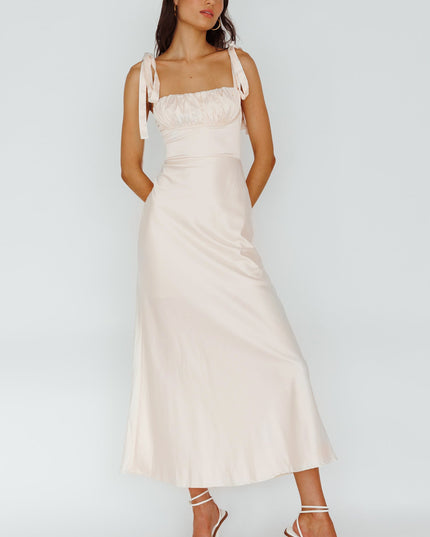 Ivory Tied Shoulder Maxi Dress