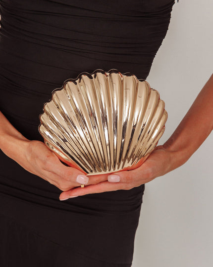 Gold Sirene Shell Clutch