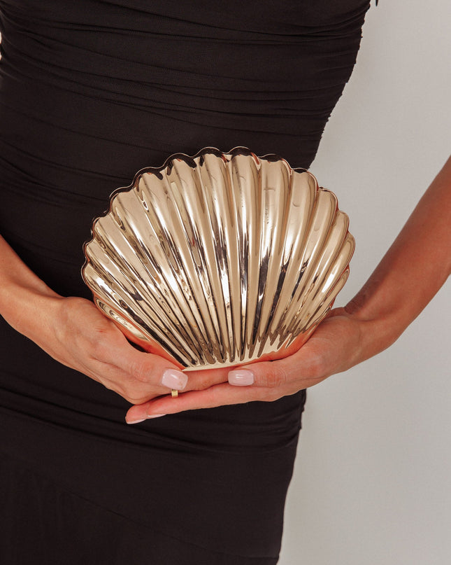 Gold Sirene Shell Clutch