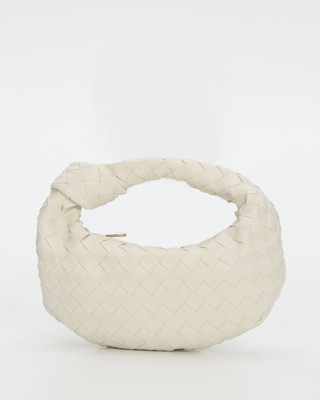 Ivory Woven Crescent Bag