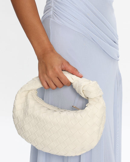 Ivory Woven Crescent Bag