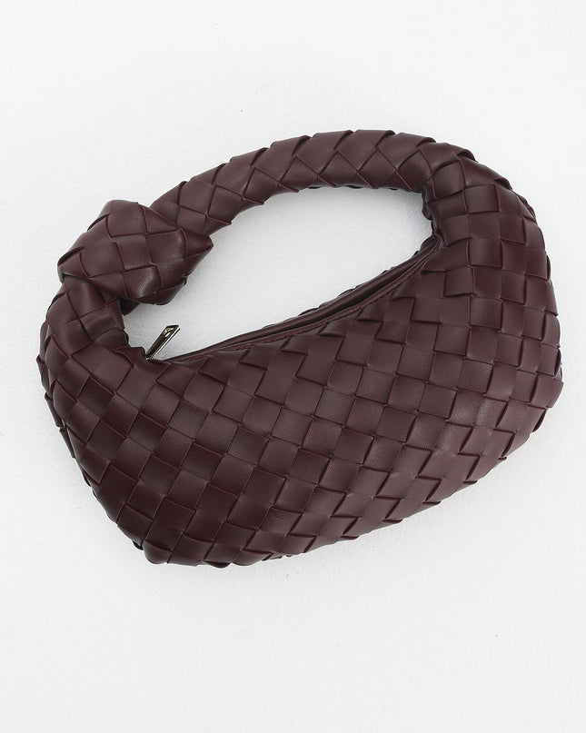 Wine Woven Crescent Bag